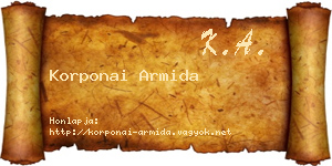 Korponai Armida névjegykártya